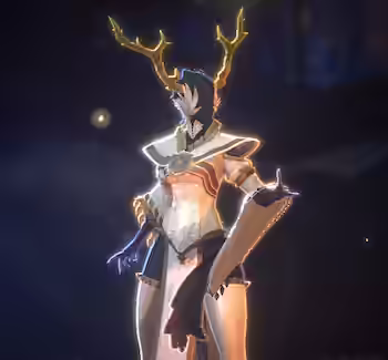 Aurena character artwork with a branching golden headpiece