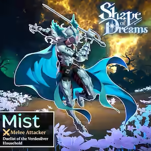 Mist character artwork with a sword and name label